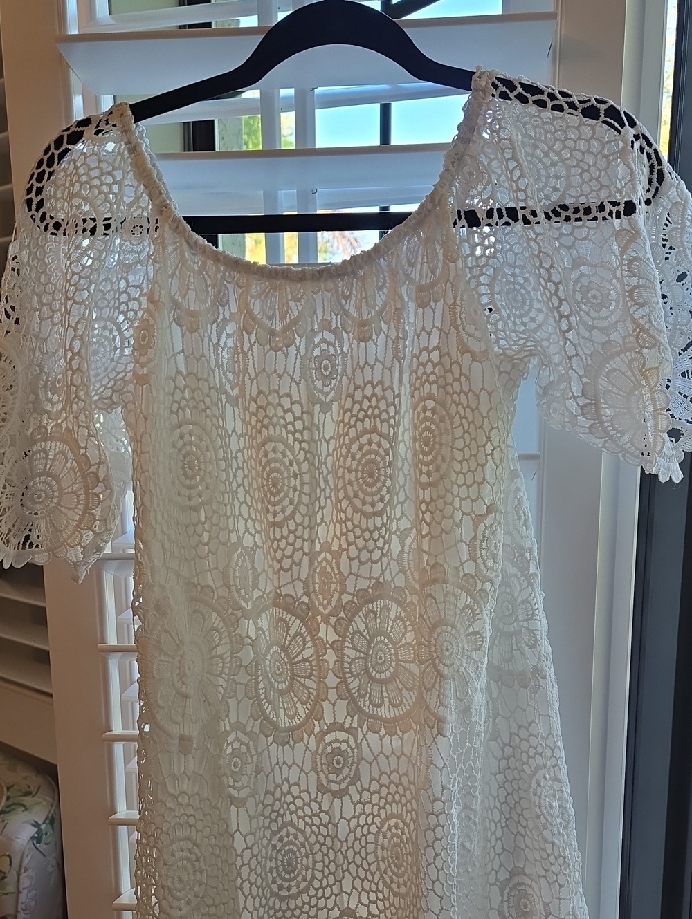 Women's White Crochet Lace Dress - Lightweight Summer Style